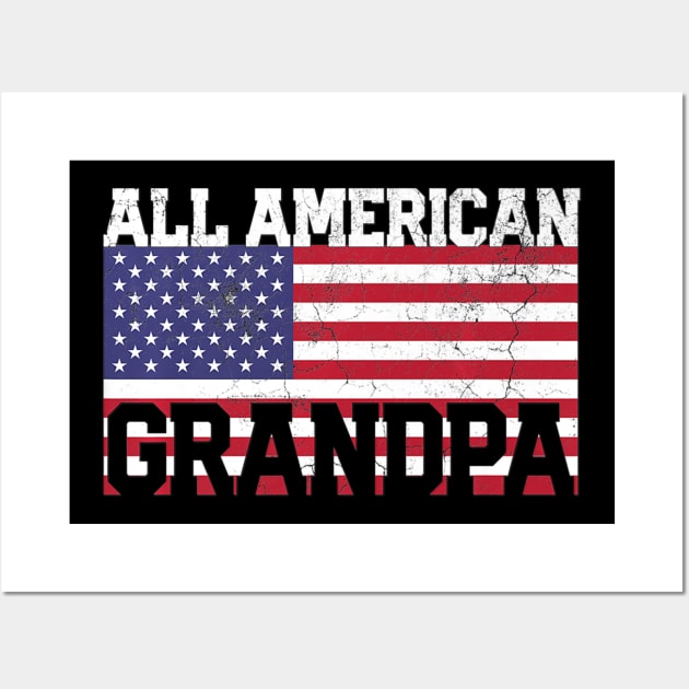 Grandpa 4th of July American Flag USA America Father's Day Wall Art by crowominousnigerian 